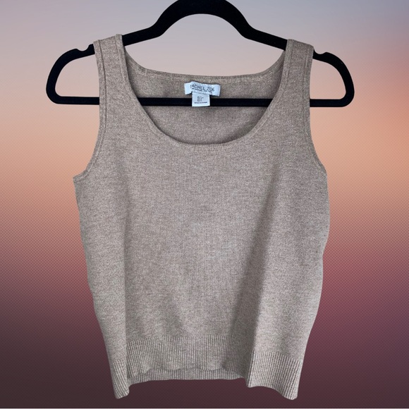 SMALL RACHEL ZOE Heather Tan Sleeveless Scoop Neck Knit Top Soft Stretch Fabric - Picture 1 of 4
